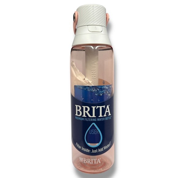 Brita Premium Filtering Water Bottle with Straw 5 Filters Total Blush Pink 26 oz - Picture 11 of 14
